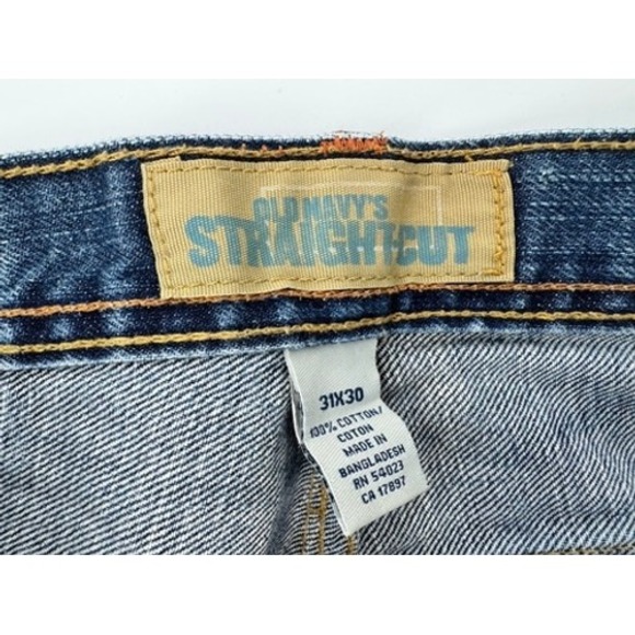 Vintage Y2K Old Navy Jeans Mens 31x30 Straight Cut Blue Distressed Medium Wash - Picture 10 of 13